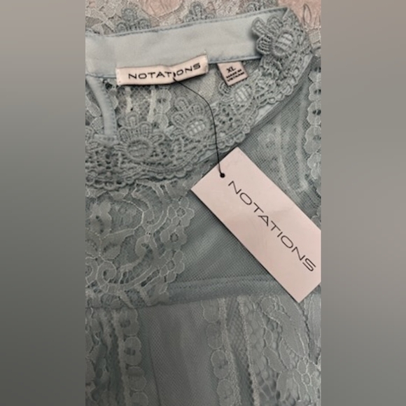 Notations Light Blue Lace Blouse - Picture 6 of 10